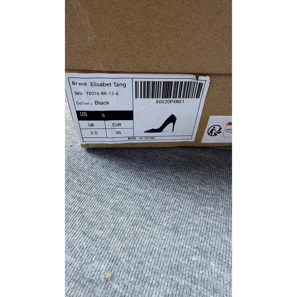 Elisabet Tang Women Black Satin Pointed Toe Stiletto High Heel Pump TE016 Size 6